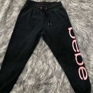 Bebe Black Joggers with Pink Logo